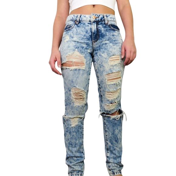 Urban Outfitters Garage Ripped Distressed Acid Wash Thrashed Boyfriend Jeans 0 - Picture 5 of 7